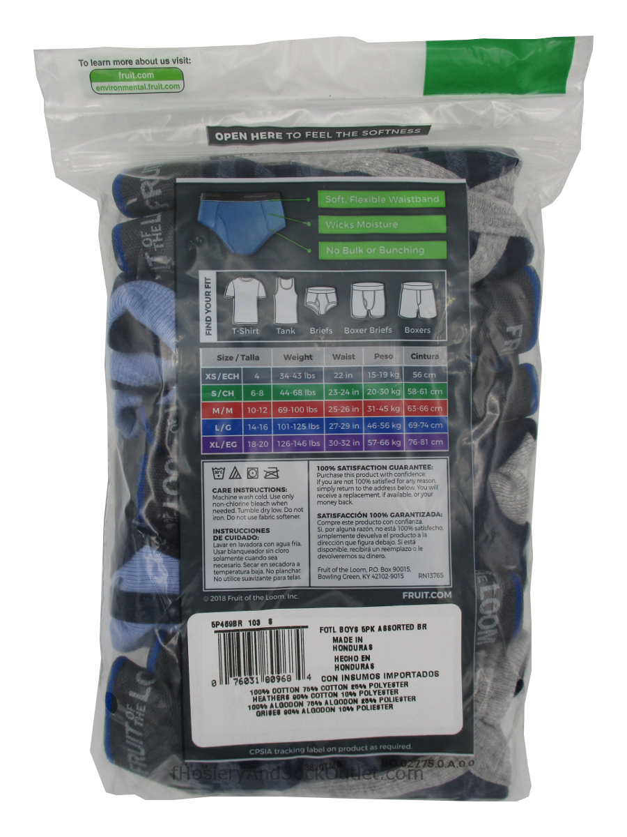 Fruit of the Loom Boys Briefs 5 Pack
