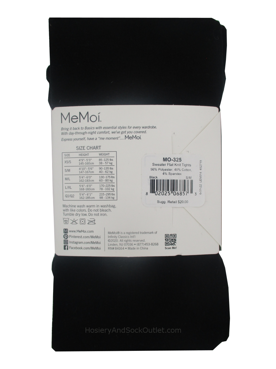 Women's MeMoi MO-325 Flat Knit Sweater Tights (Dark Gray Heather L