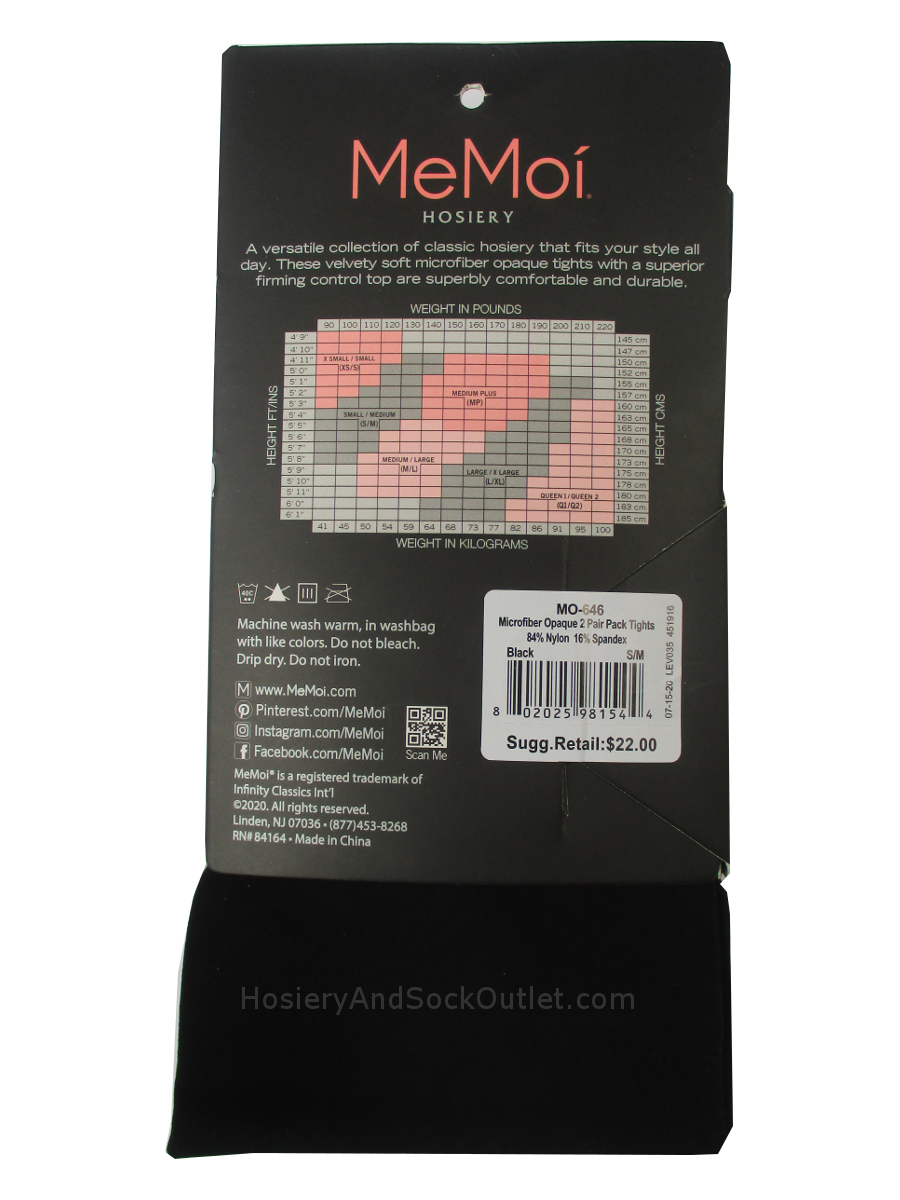 Memoi 2 pack Microfiber Tights MO-646, 60 Denier 